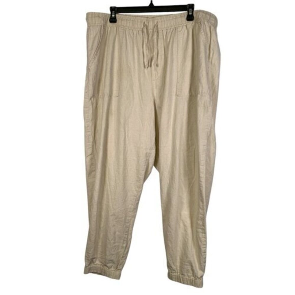 Madewell Cream Tan Hemp Cotton Blend Joggers Casual Pants Size XXL EUC #2878